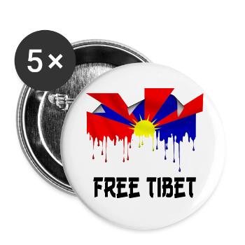 free tibet t-shirt - Lot de 5 petits badges (25 mm) - blanc - Devant