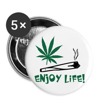 enjoylife - Lot de 5 petits badges (25 mm) - blanc - Devant