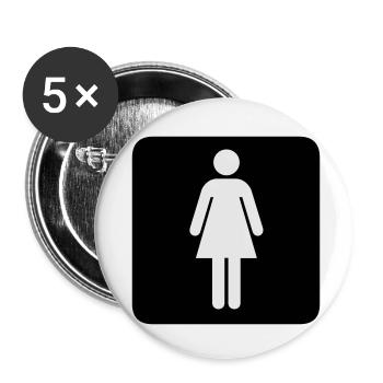 Signe de toilette pour les femmes - Lot de 5 petits badges (25 mm) - blanc - Devant