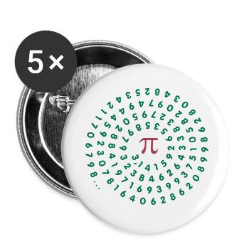 Kreiszahl pi (enge Spirale, 2c) - Buttons klein 25 mm (5er Pack) - Weiß - Vorne