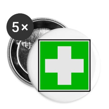 First Aid Cross - Buttons small 1''/25 mm (5-pack) - white - Front