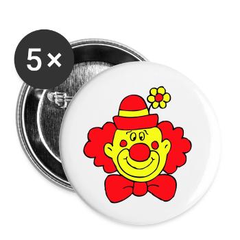 Clown, more kasper, circus, circus, manege, - Buttons small 1''/25 mm (5-pack) - white - Front