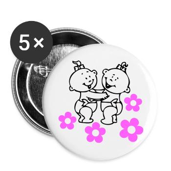 twingirls2 - Lot de 5 petits badges (25 mm) - blanc - Devant