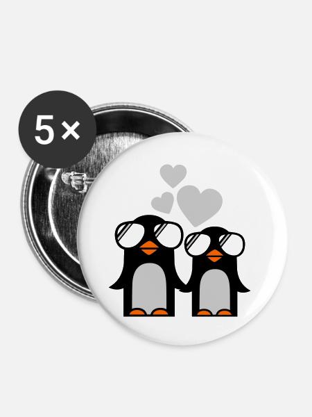 penguins fallen in love - pinguine - Buttons klein 25 mm (5er Pack) - Weiß