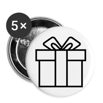 Geschenk - Bescherung - Weihnachten - Buttons klein 25 mm (5er Pack) - Weiß - Vorne