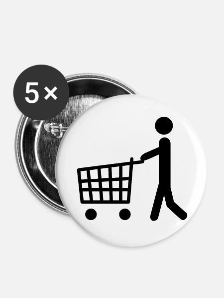 Shopping - Buttons klein 25 mm (5er Pack) - Weiß
