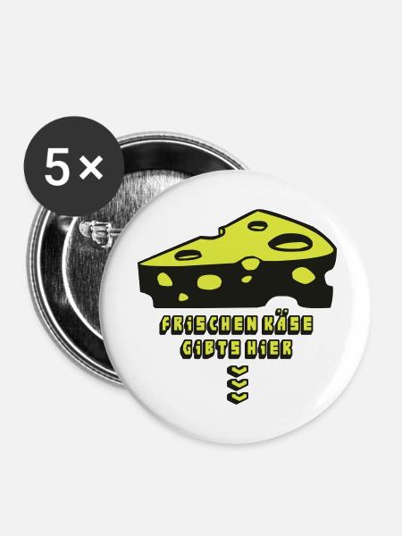 cheese3_2f - Buttons klein 25 mm (5er Pack) - Weiß