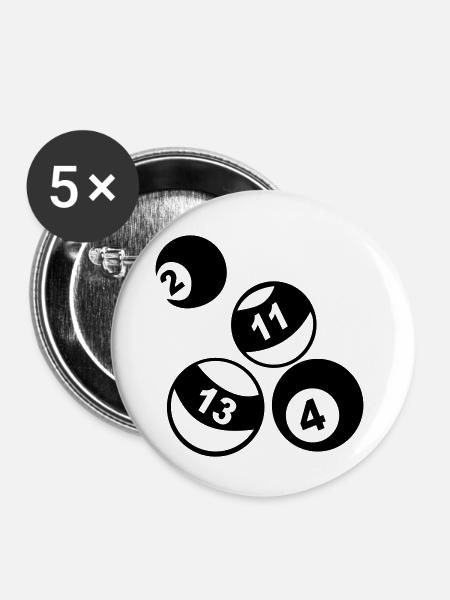 Billard - Buttons klein 25 mm (5er Pack) - Weiß