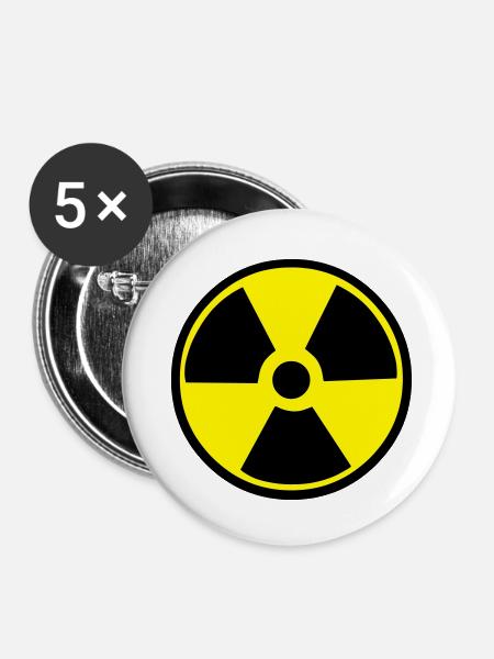 Radioaktivität - Buttons klein 25 mm (5er Pack) - Weiß