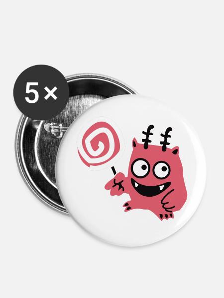 Lolli-Monster - Buttons klein 25 mm (5er Pack) - Weiß