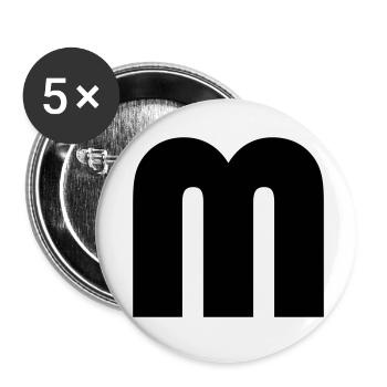 Capital M - Buttons small 1''/25 mm (5-pack) - white - Front
