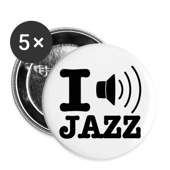 I love jazz / I music jazz - Buttons klein 25 mm (5er Pack) - Weiß - Vorne