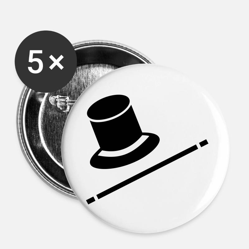 magicien - Lot de 5 petits badges (25 mm) - blanc
