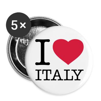I LOVE ITALY Italien - Buttons small 1''/25 mm (5-pack) - white - Front