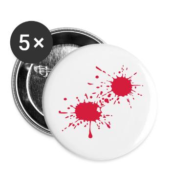 Blut - Buttons klein 25 mm (5er Pack) - Weiß - Vorne