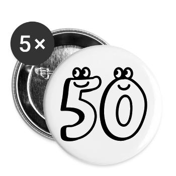 50 - Fünfzig - Line - Buttons klein 25 mm (5er Pack) - Weiß - Vorne