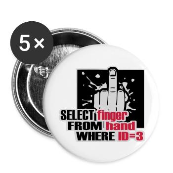 SELECT finger FROM hand - Buttons klein 25 mm (5er Pack) - Weiß - Vorne