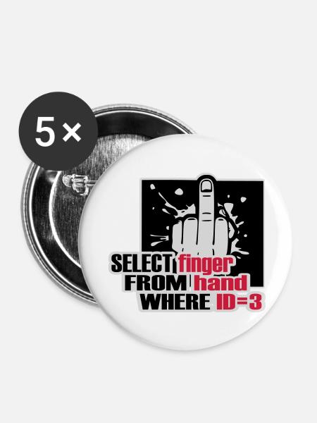 SELECT finger FROM hand - Buttons klein 25 mm (5er Pack) - Weiß
