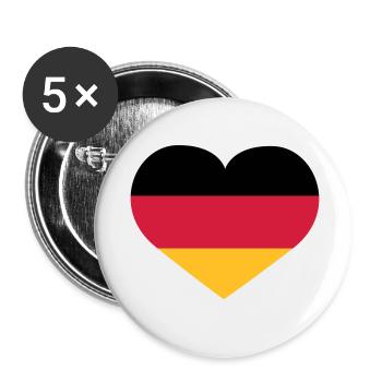Deutschland Herz | Herz | Heart - Lot de 5 petits badges (25 mm) - blanc - Devant
