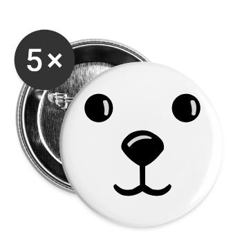 teddy face gesich smile teddybär - Buttons klein 25 mm (5er Pack) - Weiß - Vorne