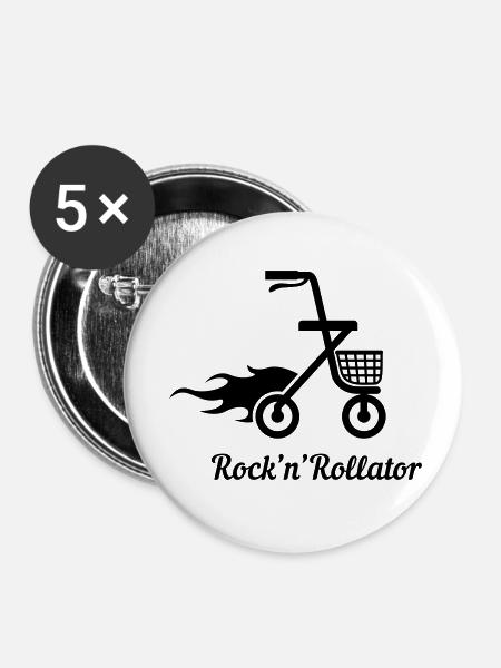 Rock'n'Rollator - Buttons klein 25 mm (5er Pack) - Weiß
