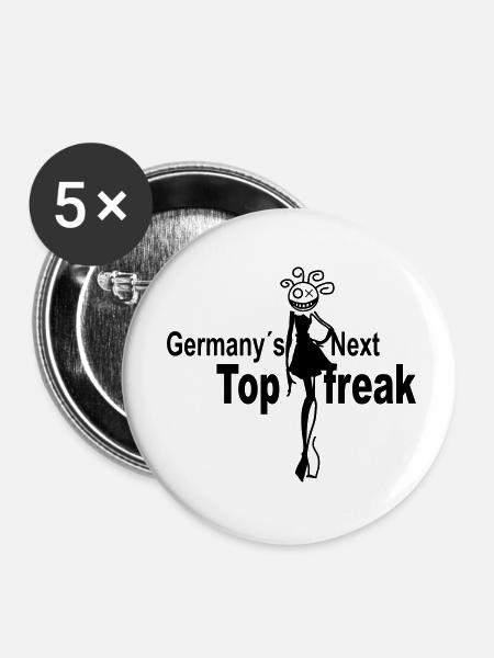 germany next top freak - Buttons klein 25 mm (5er Pack) - Weiß