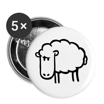 Schaf - Buttons klein 25 mm (5er Pack) - Weiß - Vorne