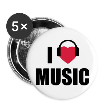 i love music - Buttons small 1''/25 mm (5-pack) - white - Front