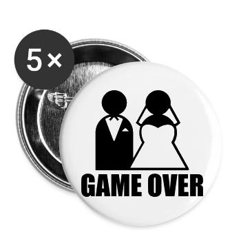 Game Over - Buttons klein 25 mm (5er Pack) - Weiß - Vorne