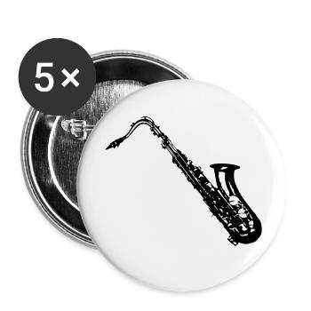 Saxophon - Buttons klein 25 mm (5er Pack) - Weiß - Vorne