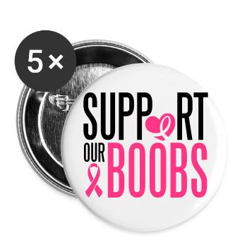 Support our boobs - Buttons klein 25 mm (5er Pack) - Weiß - Vorne