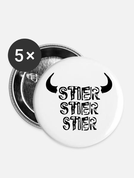 Stier, Stier, Stier!! - Buttons klein 25 mm (5er Pack) - Weiß