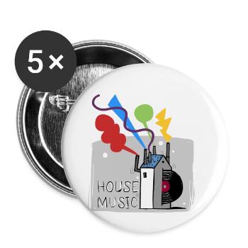 House Music - Buttons klein 25 mm (5er Pack) - Weiß - Vorne