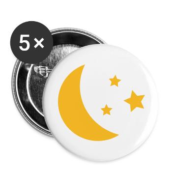Mond und Sterne - Buttons klein 25 mm (5er Pack) - Weiß - Vorne