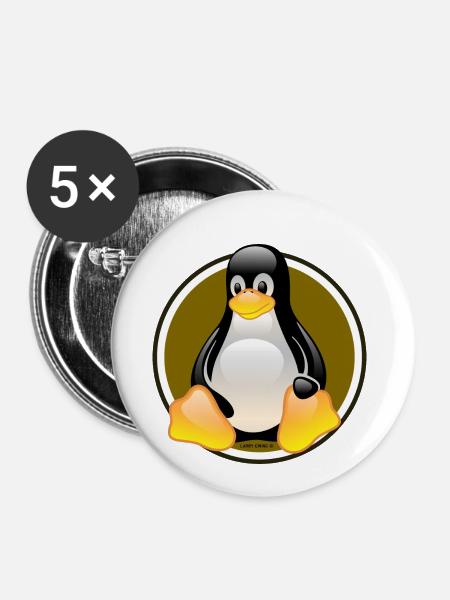 Linux Tux - Buttons klein 25 mm (5er Pack) - Weiß