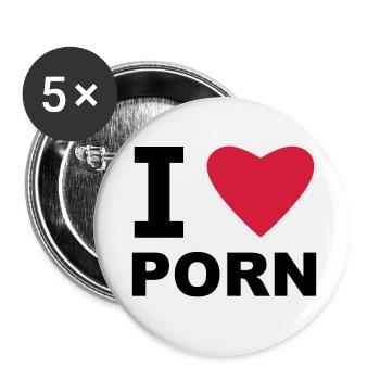 I Love Pornos - Buttons klein 25 mm (5er Pack) - Weiß - Vorne