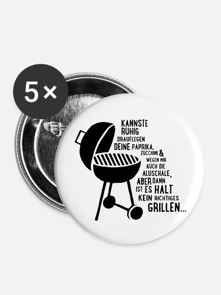 kein richtiges grillen - Buttons klein 25 mm (5er Pack) - Weiß