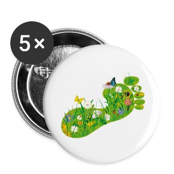 Ökologischer Fußabdruck - Buttons klein 25 mm (5er Pack) - Weiß - Vorne