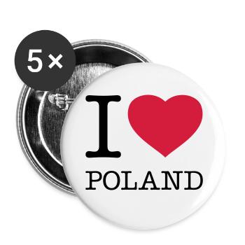 J’AIME LA POLOGNE Polen Polska - Lot de 5 petits badges (25 mm) - blanc - Devant