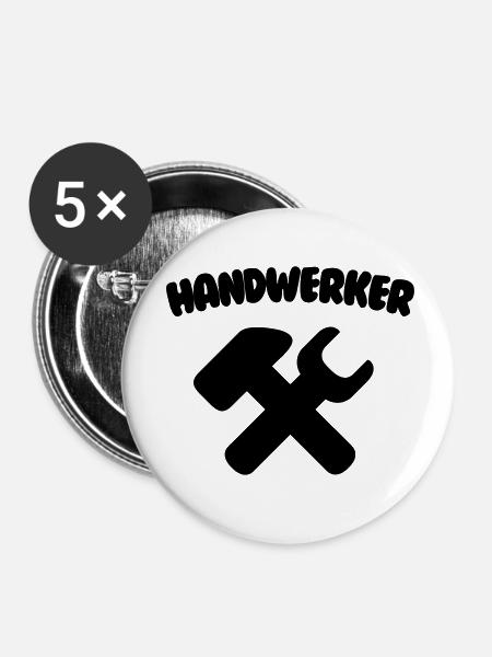 Handwerker - Buttons klein 25 mm (5er Pack) - Weiß