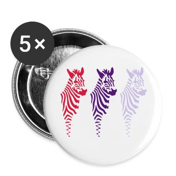 Three Zebras (b) - Buttons klein 25 mm (5er Pack) - Weiß - Vorne