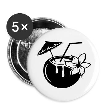 Un cocktail de lait de coco avec des fleurs - Lot de 5 petits badges (25 mm) - blanc - Devant