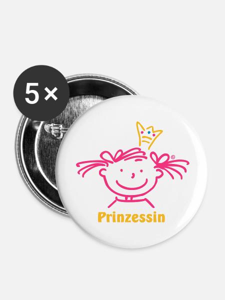 Prinzessin - Buttons klein 25 mm (5er Pack) - Weiß