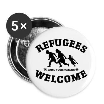 refugees welcome original - Buttons klein 25 mm (5er Pack) - Weiß - Vorne