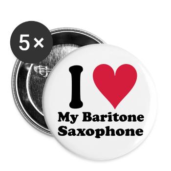 I Love Baritone Saxophone - Buttons small 1''/25 mm (5-pack) - white - Front