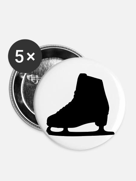 Schlittschuh - Buttons klein 25 mm (5er Pack) - Weiß