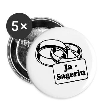 Junggesellenabschied , JGA Braut Ja Sagerin (25) - Buttons klein 25 mm (5er Pack) - Weiß - Vorne