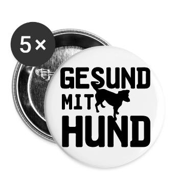 Gesund mit Hund, Hunde, Tier, Medizin, Geschenk - Buttons klein 25 mm (5er Pack) - Weiß - Vorne