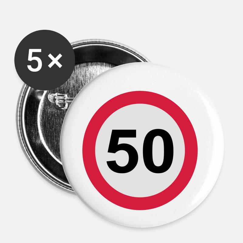 50 - Lot de 5 petits badges (25 mm) - blanc