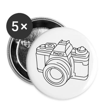 Appareil photo Camera (SLR) - Lot de 5 petits badges (25 mm) - blanc - Devant
